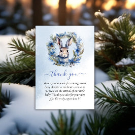 Tarjeta De Agradecimiento Winter Hare Watercolor Baby Shower Gracias