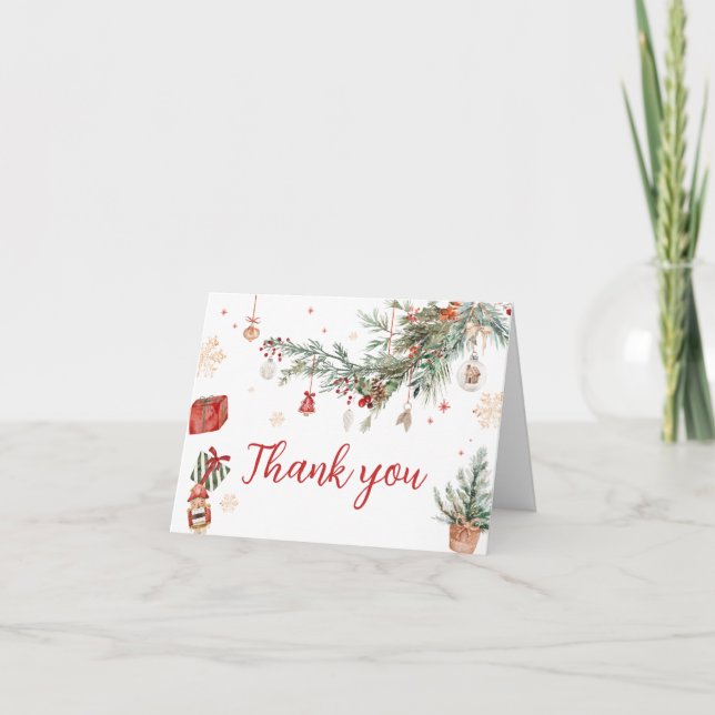 Tarjeta De Agradecimiento Winter Merry Little Navidades Baby Shower (Anverso)