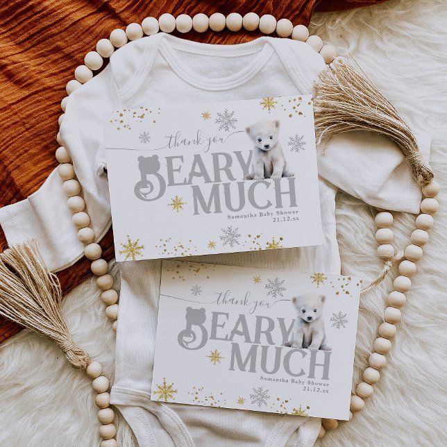 Tarjeta De Agradecimiento Winter Modern Bearly Wait Neutral Baby Shower (Subido por el creador)