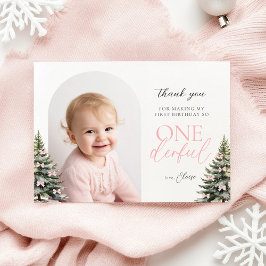 Tarjeta De Agradecimiento Winter Onederland 1st Birthday Flat Thank You Card