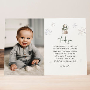 Tarjeta De Agradecimiento Winter Onederland Boy 1er cumpleaños