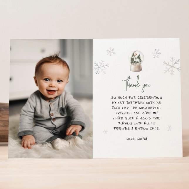Tarjeta De Agradecimiento Winter Onederland Boy 1er cumpleaños (Subido por el creador)