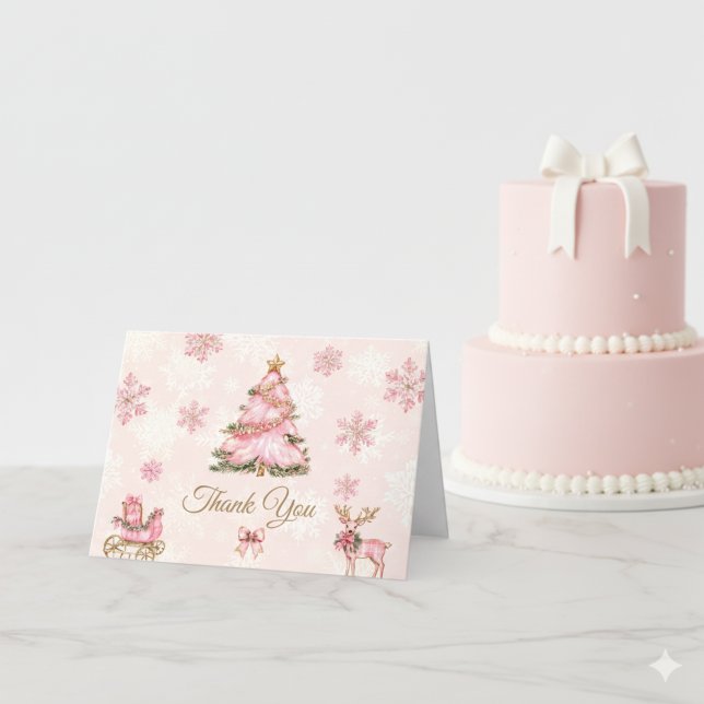 Tarjeta De Agradecimiento Winter Onederland Girl 1st Birthday Pink Snowflake (Subido por el creador)