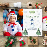 Tarjeta De Agradecimiento Winter Onederland Snowman Birthday Gracias<br><div class="desc">Cumpleaños de los niños con acuarelas.</div>