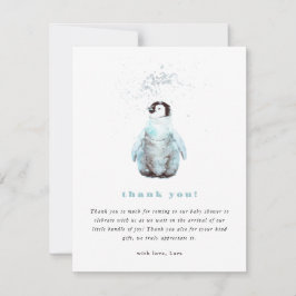 Tarjeta De Agradecimiento Winter Penguin Baby Shower
