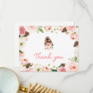 Tarjeta De Agradecimiento Winter Rubor Pink Floral Baby Shower