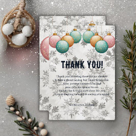 Tarjeta De Agradecimiento Winter Snowflakes Balls Ornaments Baby Shower