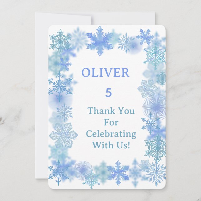 Tarjeta De Agradecimiento Winter Thank You Card, Minimalist Snowflake Thank  (Anverso)