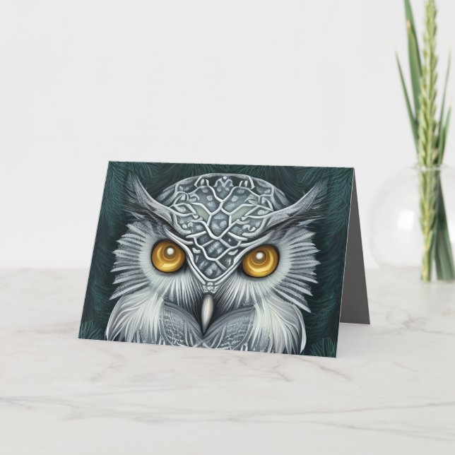 Tarjeta De Agradecimiento Winter Wonder Snow Owl Beauty (Anverso)