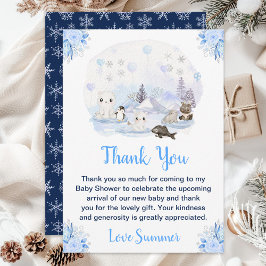 Tarjeta De Agradecimiento Winter Wonderland Arctic Animals Baby Shower