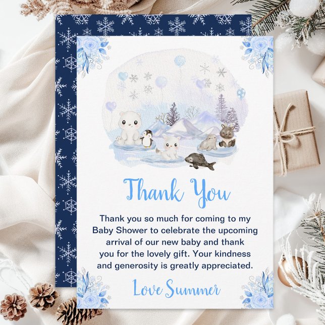 Tarjeta De Agradecimiento Winter Wonderland Arctic Animals Baby Shower (Subido por el creador)