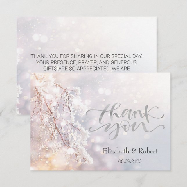 Tarjeta De Agradecimiento Winter Wonderland Branches (Anverso / Reverso)