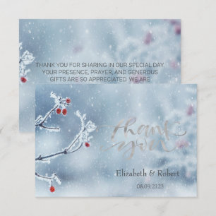Tarjeta De Agradecimiento Winter Wonderland Branches Blue