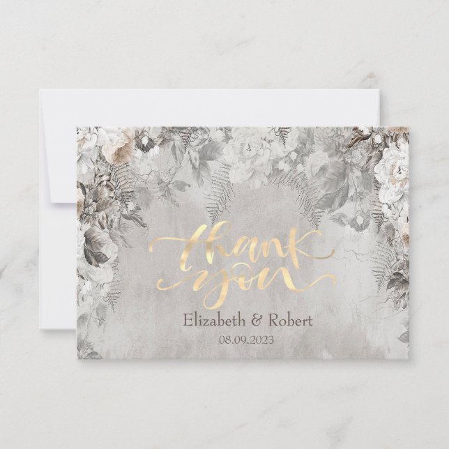 Tarjeta De Agradecimiento Winter Wonderland Flowers Forest (Anverso)