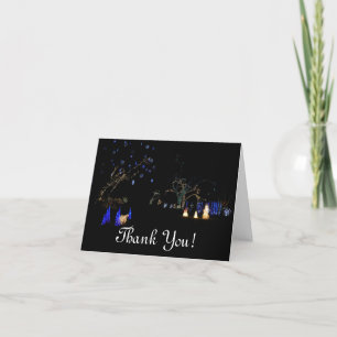 Tarjeta De Agradecimiento Winter Wonderland ilumina vacaciones azules y blan