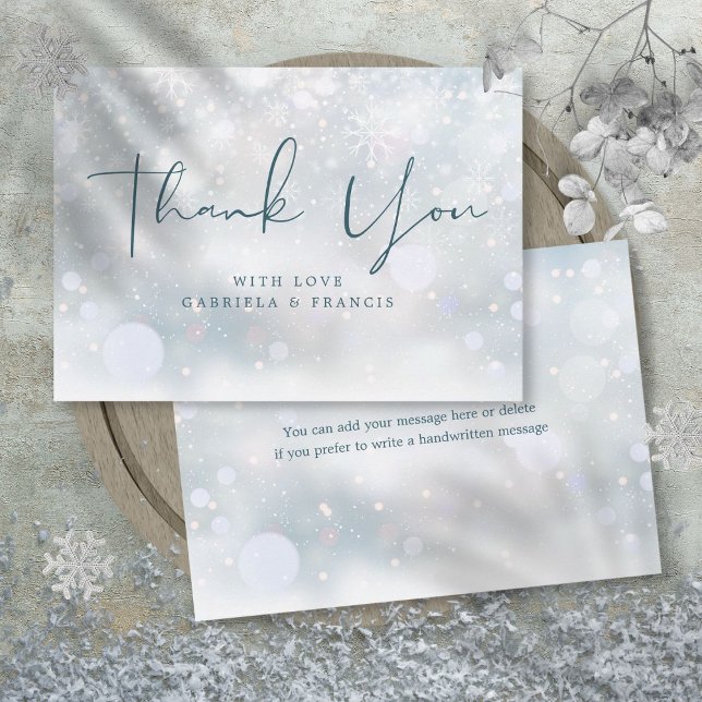 Tarjeta De Agradecimiento Winter Wonderland Snowflakes Boda (Winter Wonderland Snowflakes Wedding Thank You Card)