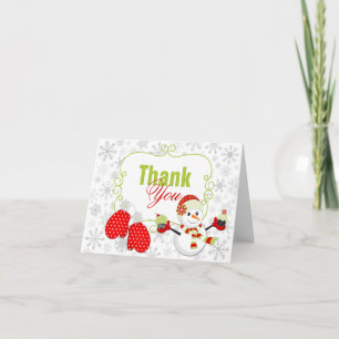Tarjeta De Agradecimiento Winter Wonderland Snowman Mittens Gracias