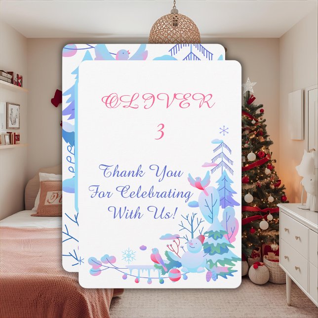 Tarjeta De Agradecimiento Winter Wonderland Thank You Card, Snowman Forest  (Subido por el creador)
