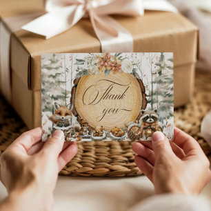 Tarjeta De Agradecimiento Winter Wonderland Woodland Animals Baby Shower