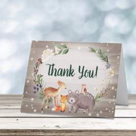 Tarjeta De Agradecimiento Winter Woodland Animals Watercolor Baby Shower