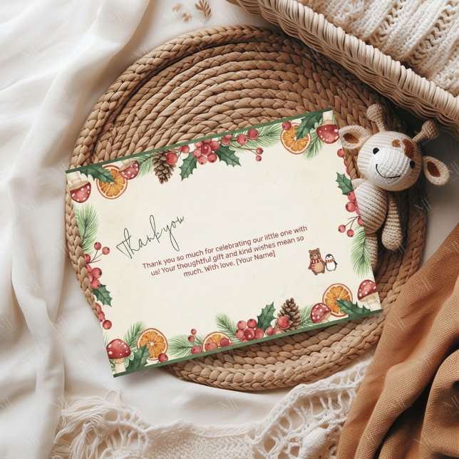 Tarjeta De Agradecimiento Winter Woodland Baby Shower (Subido por el creador)