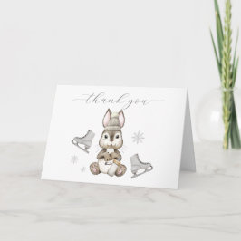 Tarjeta De Agradecimiento Winter Woodland Bunny Ice Skate Baby Shower