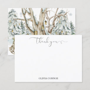 Tarjeta De Agradecimiento Winter Woodland Deer Forest Baby Shower