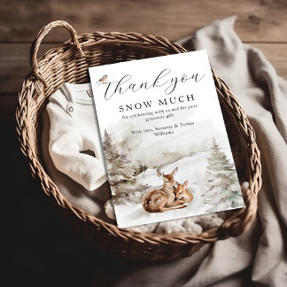 Tarjeta De Agradecimiento Winter Woodland Oh Deer Theme Baby Boy Shower