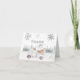 Tarjeta De Agradecimiento Winter Woodland Snowflake Baby Shower