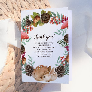 Tarjeta De Agradecimiento Winter Wreath Woodland Deer Baby Shower Gracias