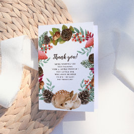 Tarjeta De Agradecimiento Winter Wreath Woodland Deer Baby Shower Gracias
