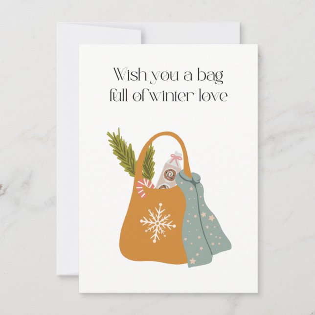 Tarjeta De Agradecimiento Wish you a bag full of winter love (Anverso)