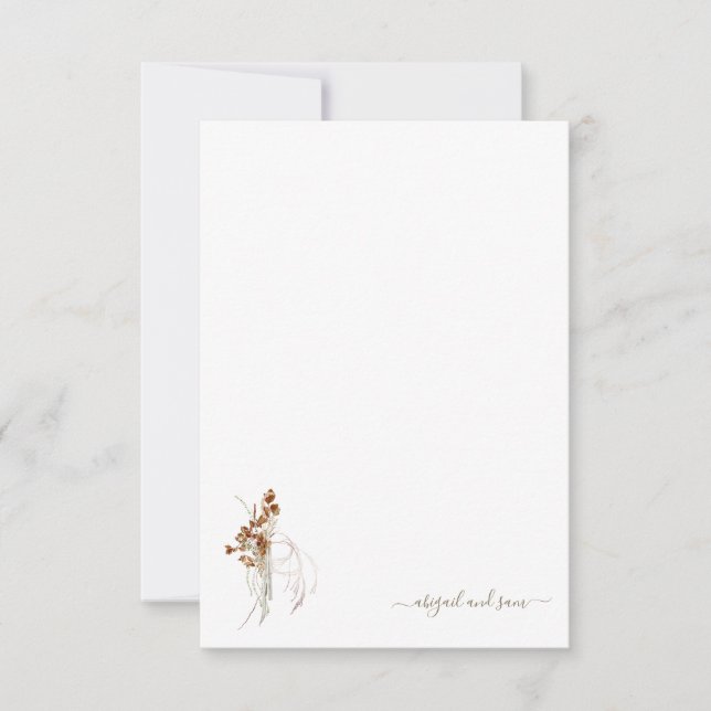 Tarjeta De Agradecimiento Wispy Floral Bridal Shower Blank (Anverso)