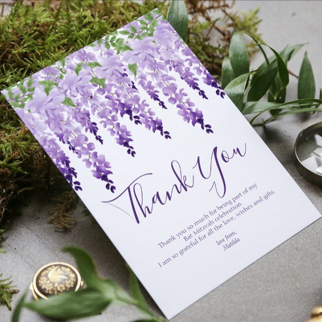 Tarjeta De Agradecimiento Wisteria acuática | Bat Mitzvah (Subido por el creador)