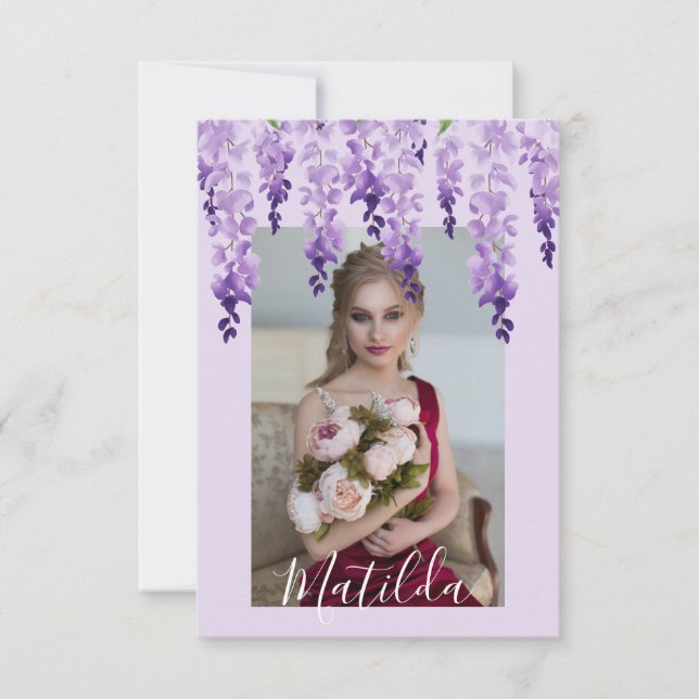 Tarjeta De Agradecimiento Wisteria acuática | Bat Mitzvah (Anverso)
