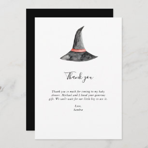 Tarjeta De Agradecimiento Witch Halloween Baby Shower Gracias Minimal
