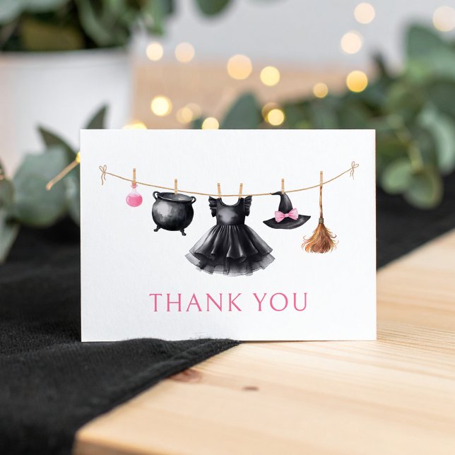 Tarjeta De Agradecimiento Witch Halloween Clothesline Baby Shower (Subido por el creador)
