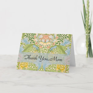 Tarjeta De Agradecimiento Wm Morris Myrtle Floral Arte Nouveau Pastel