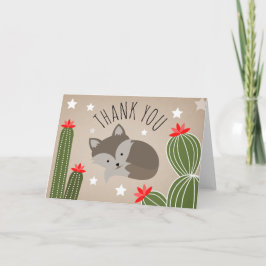 Tarjeta De Agradecimiento Wolf Pup Cactus Desert Stars Baby Shower