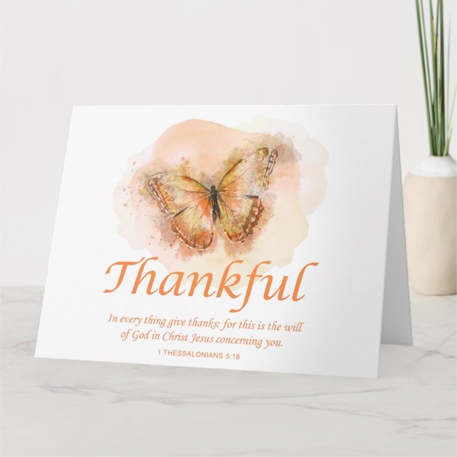 Tarjeta De Agradecimiento Women’s Christian Butterfly Bible Verse: Thankful  (Anverso)