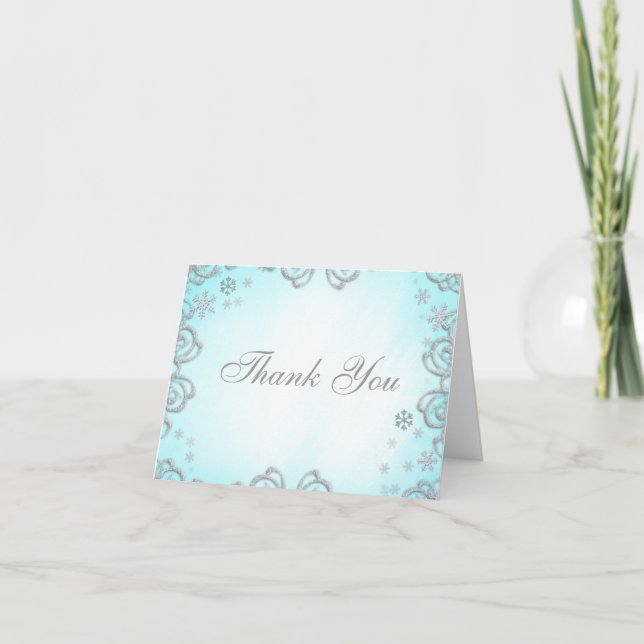 Tarjeta De Agradecimiento Wonderland Swirl Snowflakes Gracias (Anverso)
