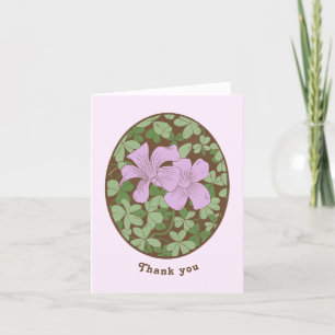 Tarjeta De Agradecimiento Wood Sorrel Woodblock Style