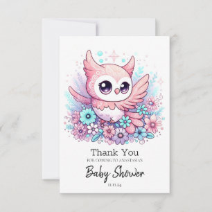 Tarjeta De Agradecimiento Woodland Adorable Owl Baby Shower