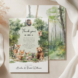 Tarjeta De Agradecimiento Woodland Adventure Forest Animals Baby Shower