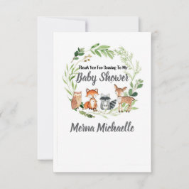 Tarjeta De Agradecimiento woodland animal  baby shower invitation