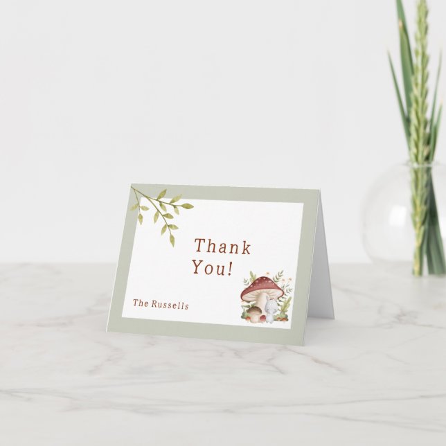 Tarjeta De Agradecimiento Woodland Animals Baby Shower Bunny Gracias (Anverso)