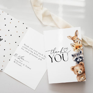 Tarjeta De Agradecimiento Woodland Animals Baby Shower moderno