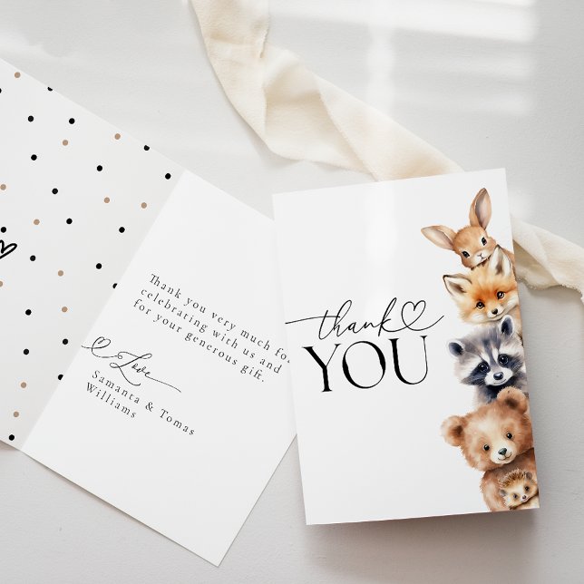 Tarjeta De Agradecimiento Woodland Animals Baby Shower moderno (Subido por el creador)
