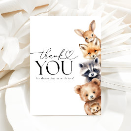 Tarjeta De Agradecimiento Woodland Animals Baby Shower moderno