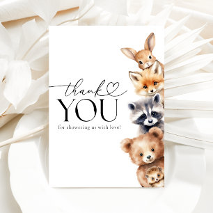 Tarjeta De Agradecimiento Woodland Animals Baby Shower moderno